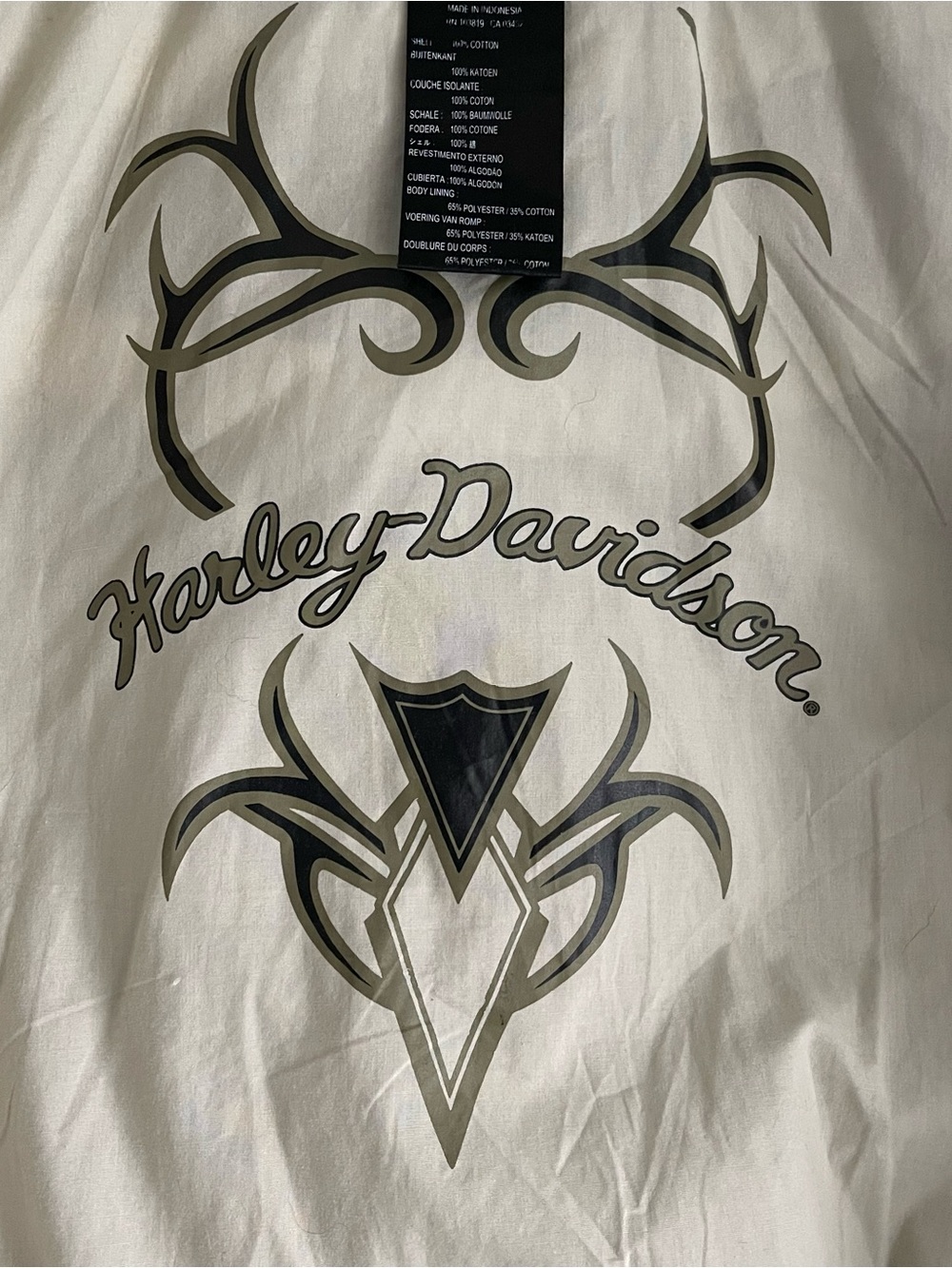 Harley-Davidson Tan Canvas Motorcycle Riding Jacket XL Spring Utility Graphic - Picture 3 of 16